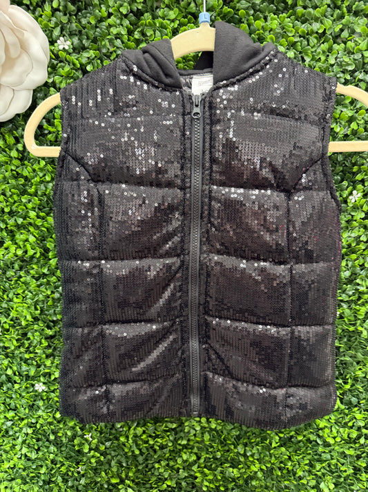 Child Large Black Sequin Puffer Vest Costume