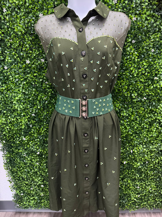 Adult Large Green Dress with Stones Costume