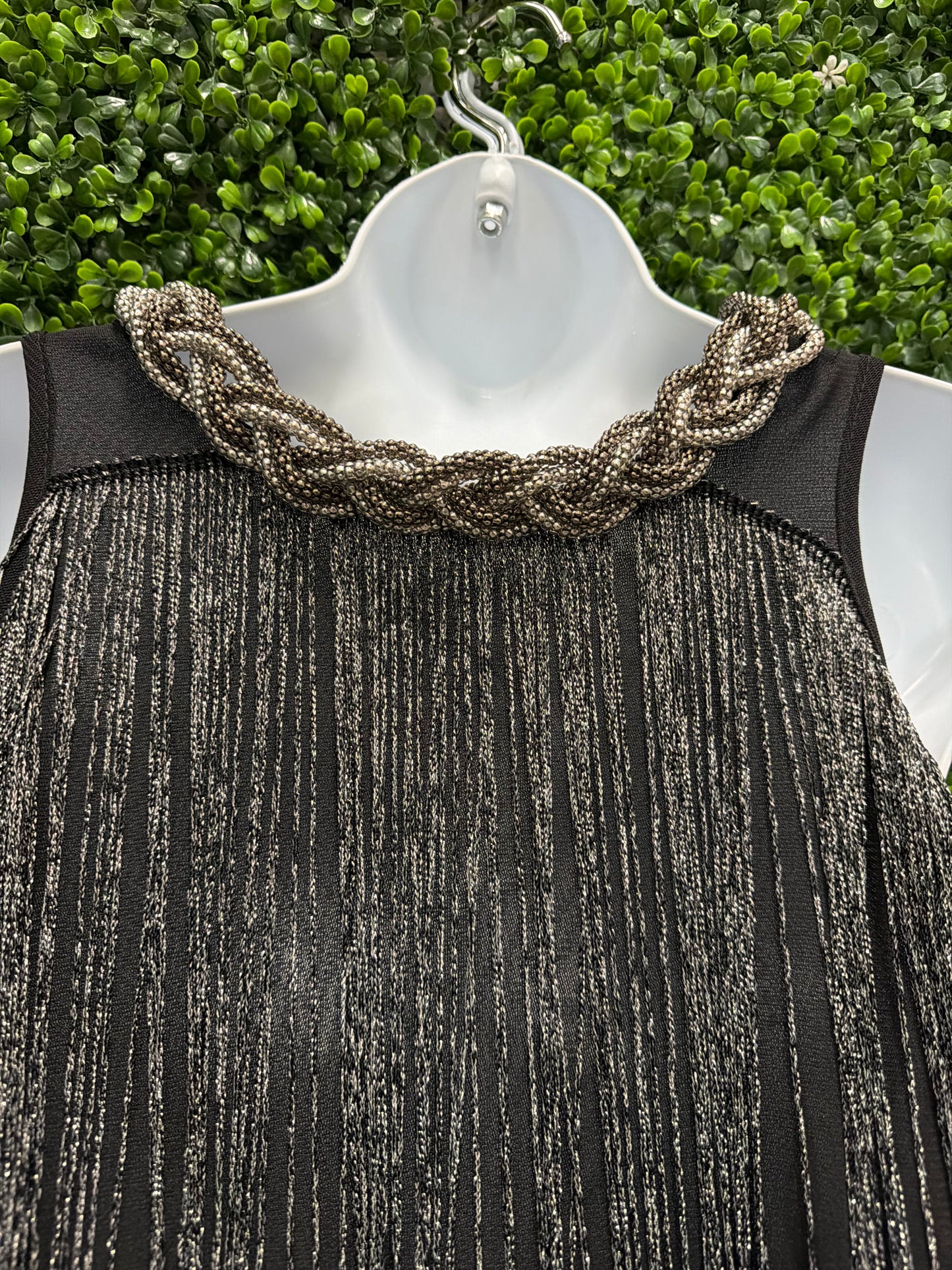 Adult Large Black and Silver Fringe Dress