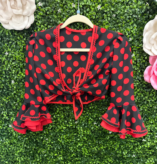 Child Large Black Red Polka Dot Costume Top