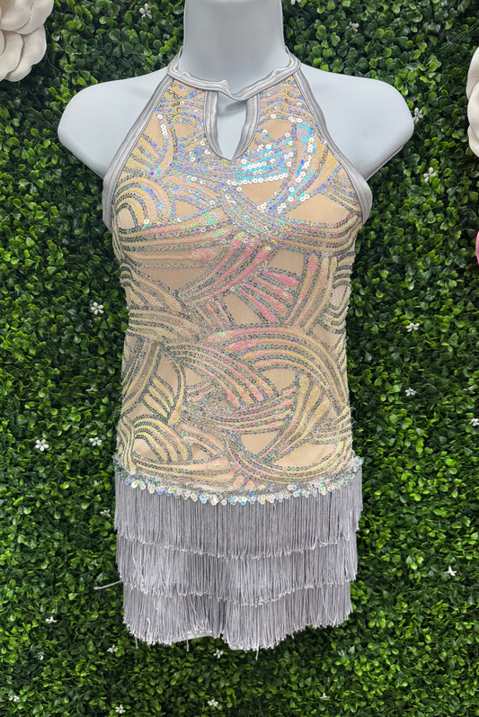 Child Large Silver Sequin Fringe Costume