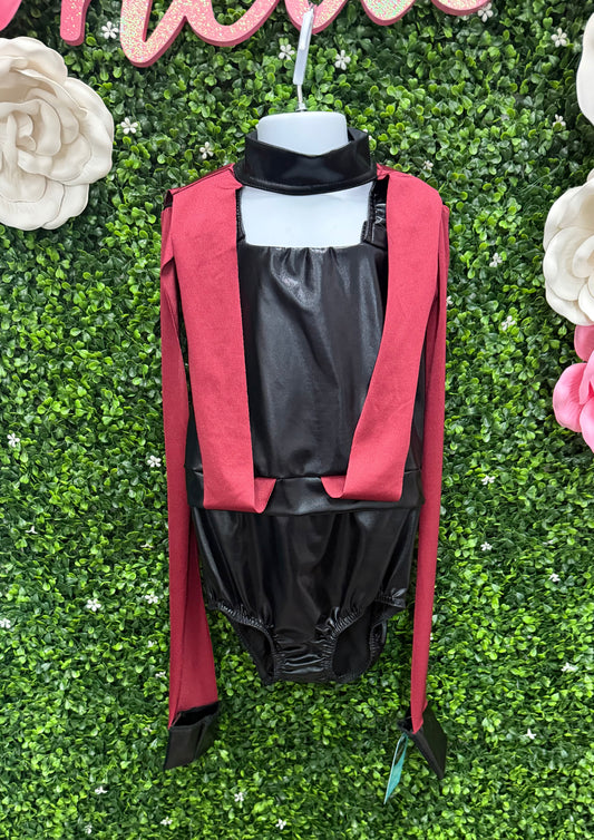 Child Large Black Maroon Leotard