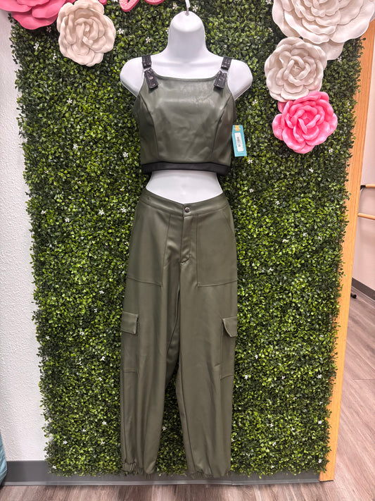 Adult Medium Green 2 Piece Faux Leather Costume