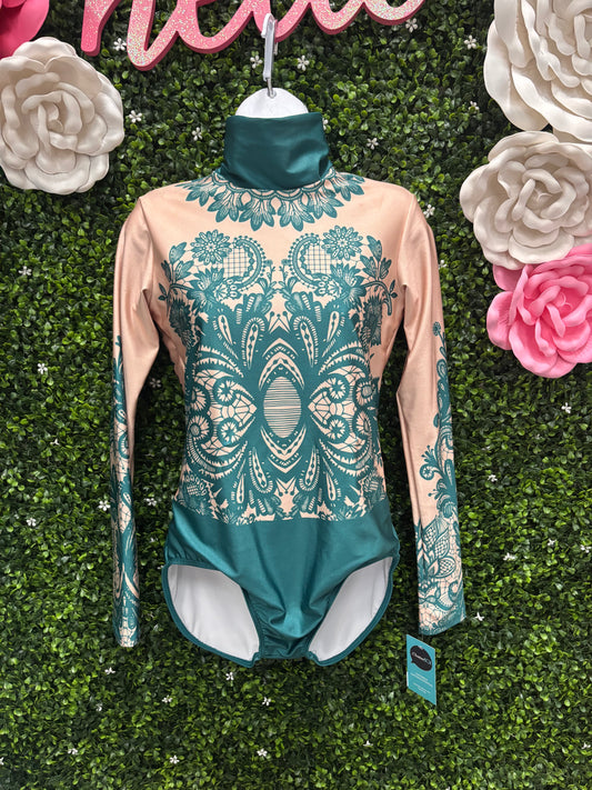 Adult Large Teal Leotard with Skirt