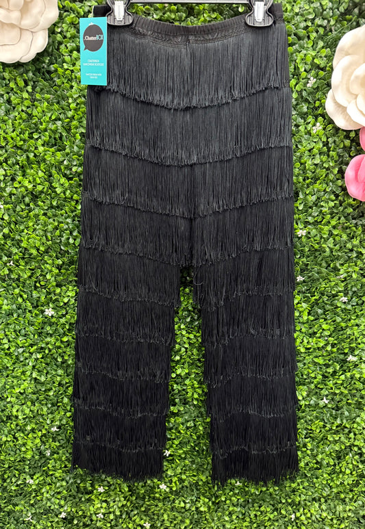 Child Medium Black Fringe Pants