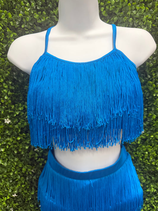 Adult Large 2 Piece Blue Fringe Costume