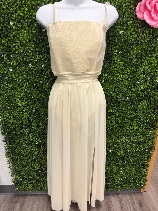 Adult X-Large Cream Leotard with Skirt