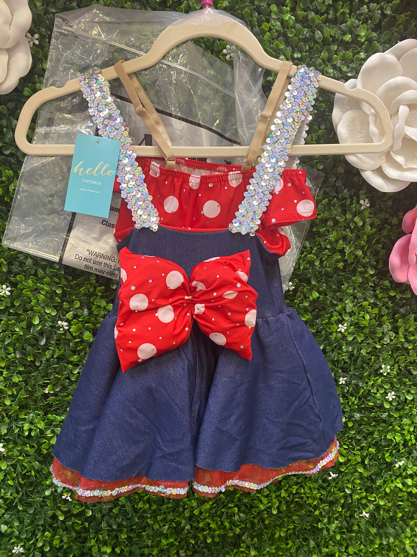 Child X-Small Red Denim Polkadot Costume
