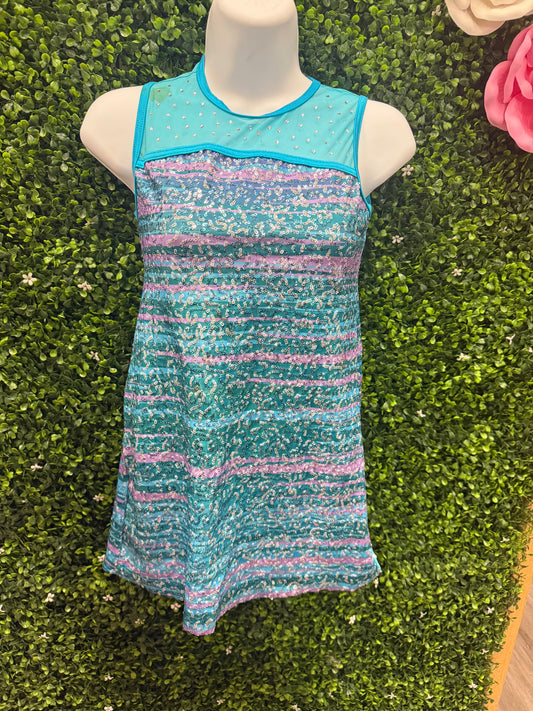 Child Medium Blue Purple Sequin Dress