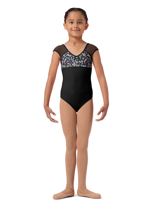 Mirella Cap Sleeve Floral Leotard - Child