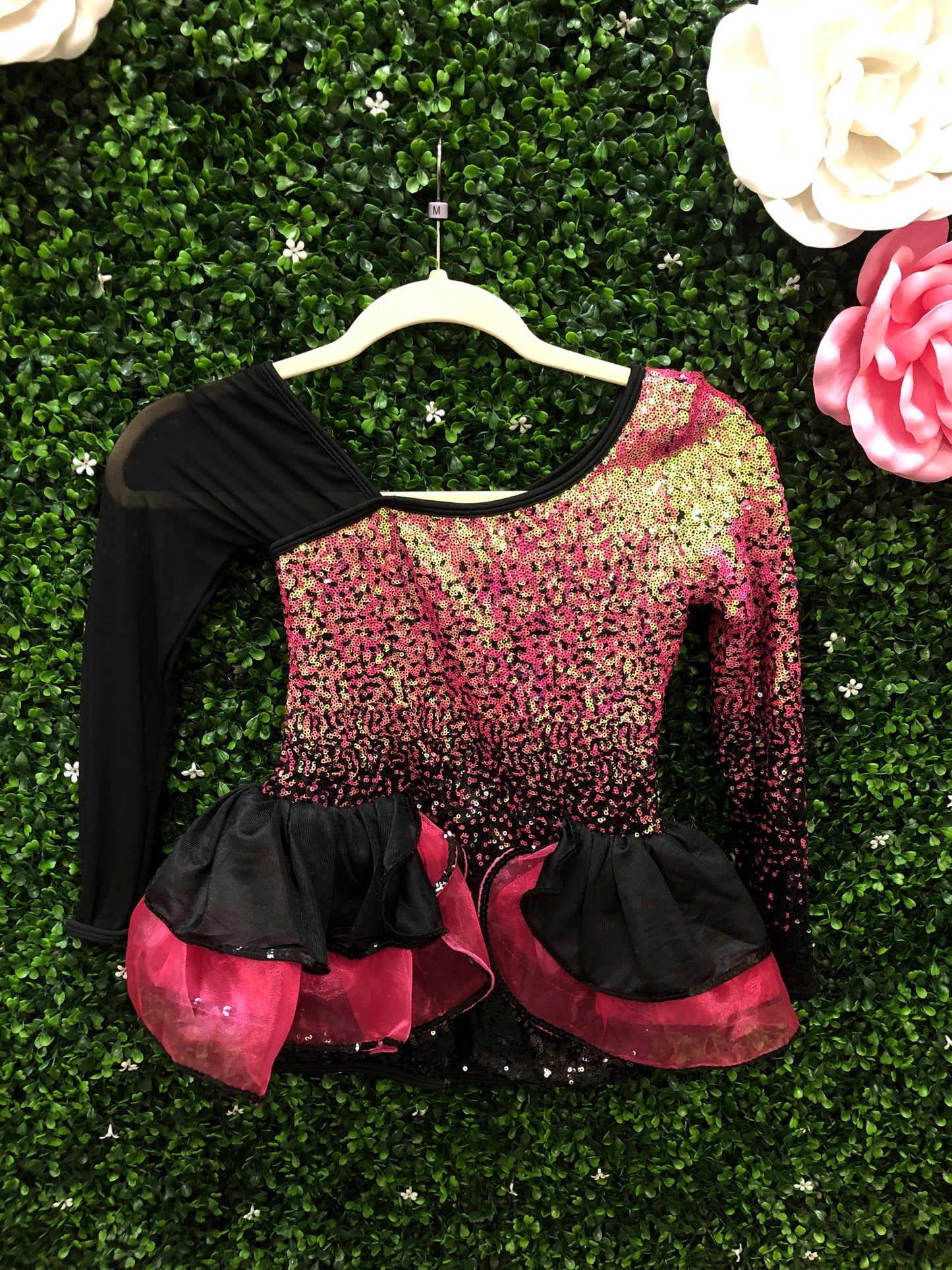 Child Medium Pink Black Sequin Costume