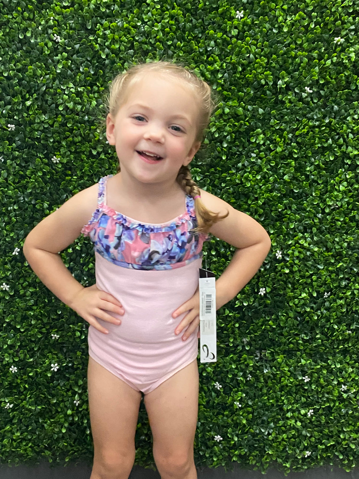 DanzNmotion Printed Mesh Yoke Camisole Leotard - Child