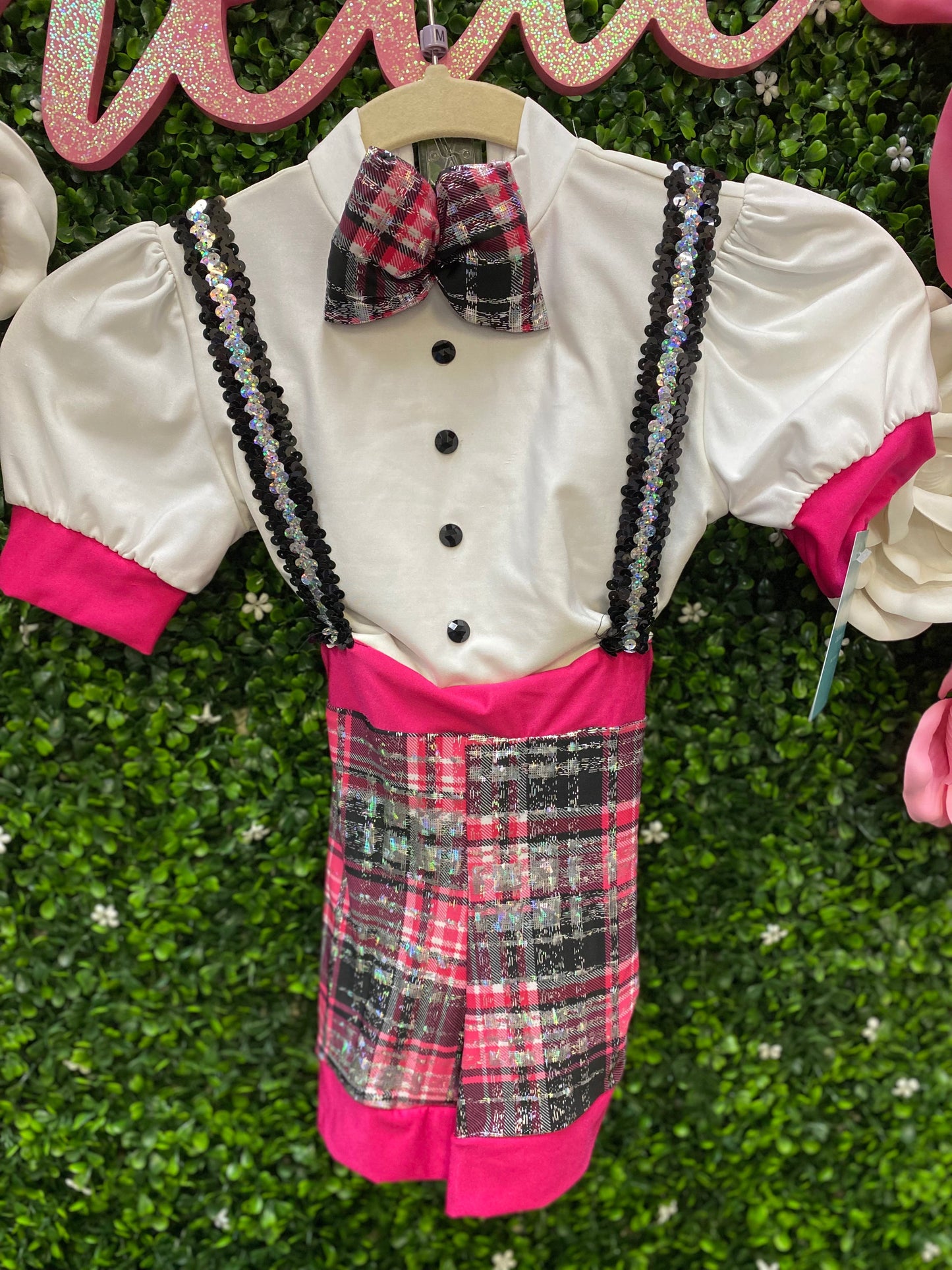 Child Intermediate Pink/Black Suspender Costume