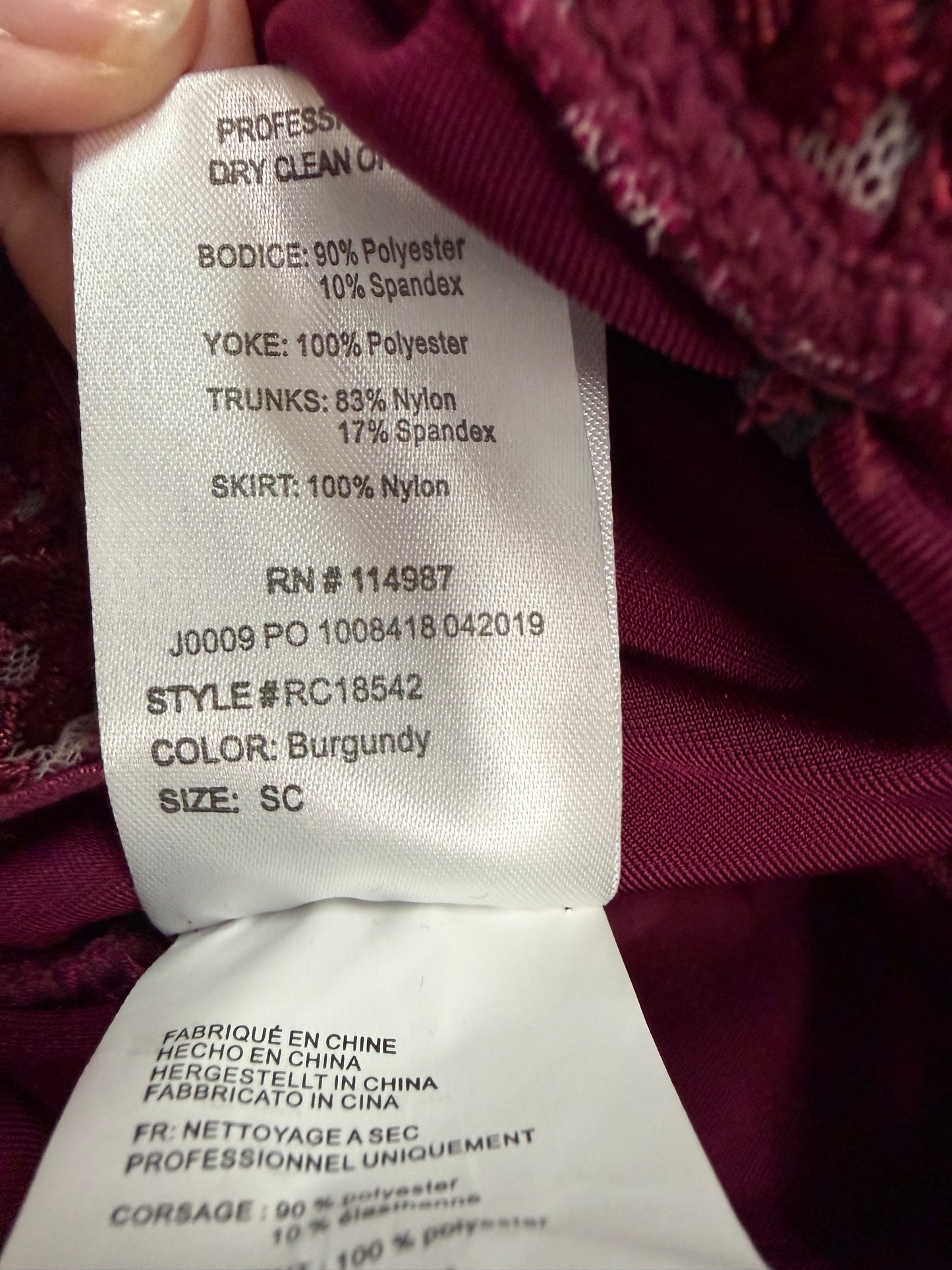 Child Small Maroon Ballet Costume