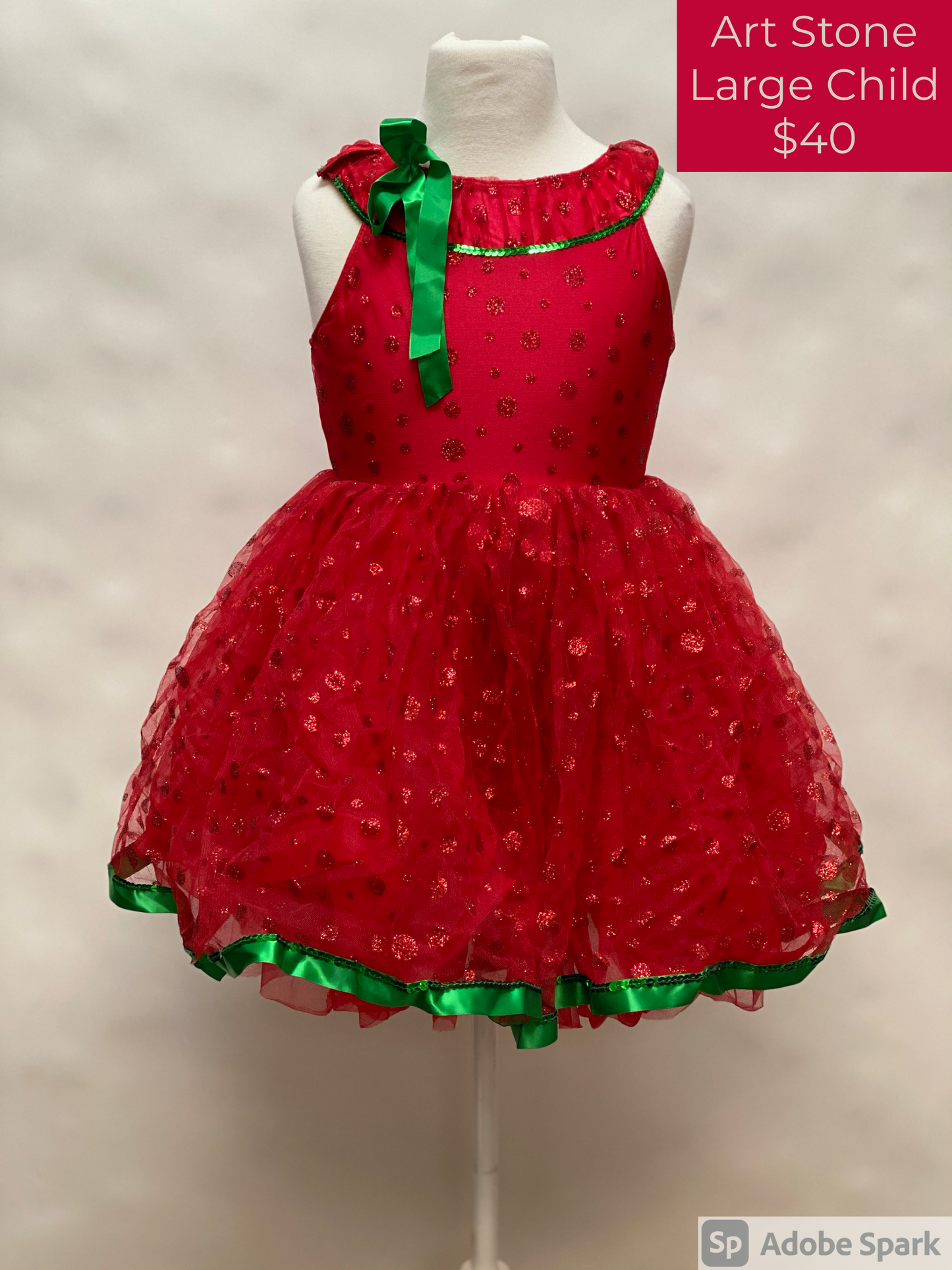Child Large Red And Green Ballet Costume