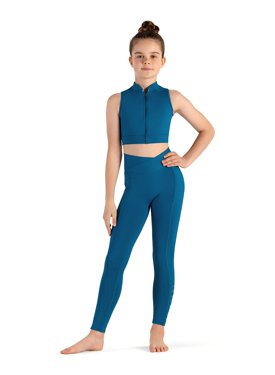 Bloch Weave Zip Crop Top - Child