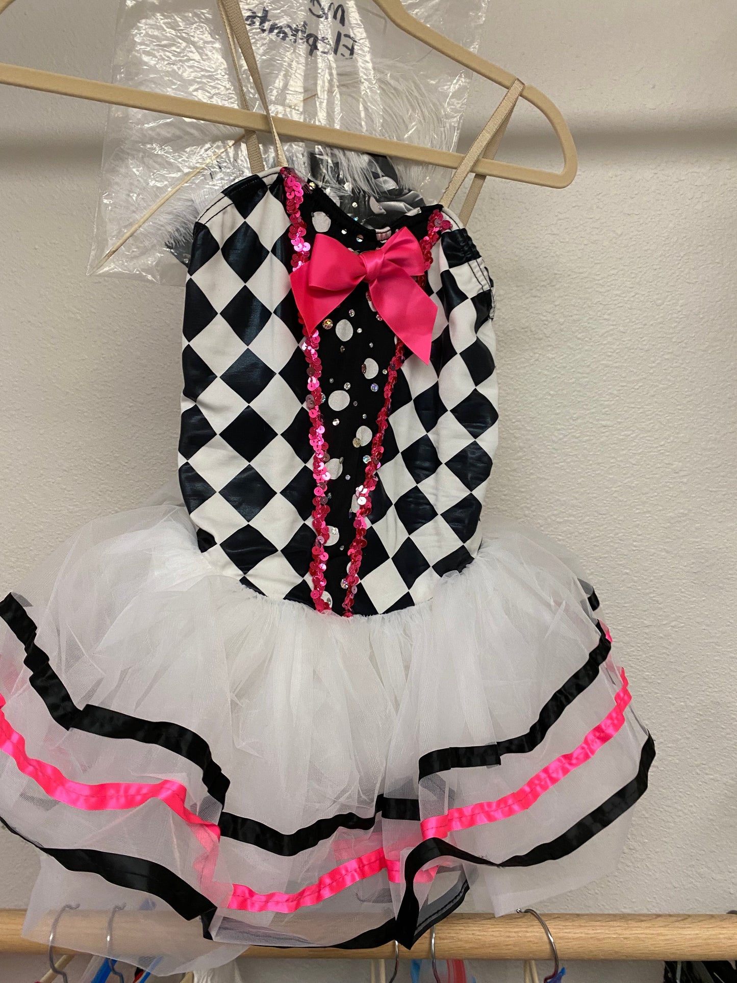 Child Medium Black White Checkered Costume