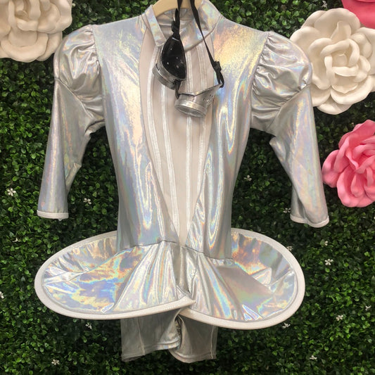Child Medium Silver Hoop Biketard Costume