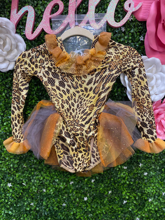 Child Intermediate Cheetah Leo with Tulle Skirt