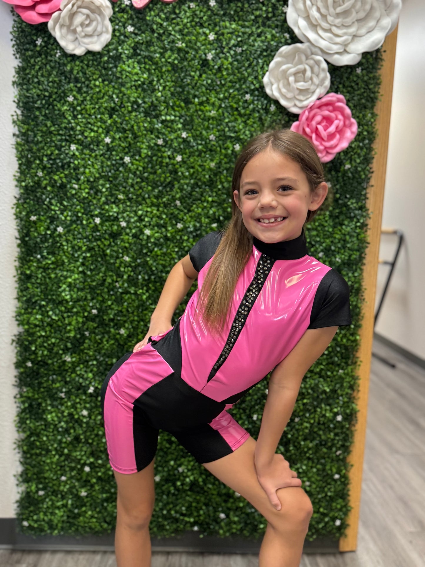 Child Medium Pink Black Leather Costume