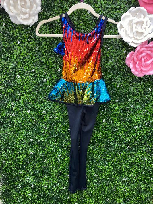 Child Small Red Blue Sequin Unitard Costume