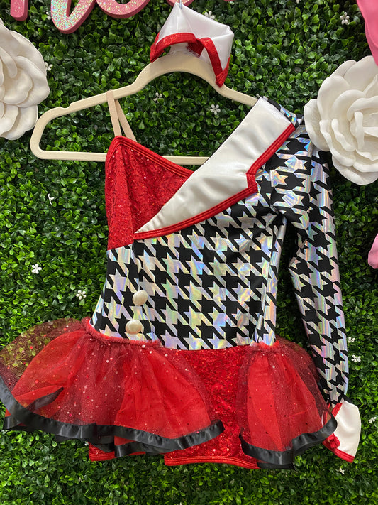 Child Intermediate Red Silver One Sleeve Costume