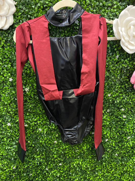 Child Large Black Maroon Leotard