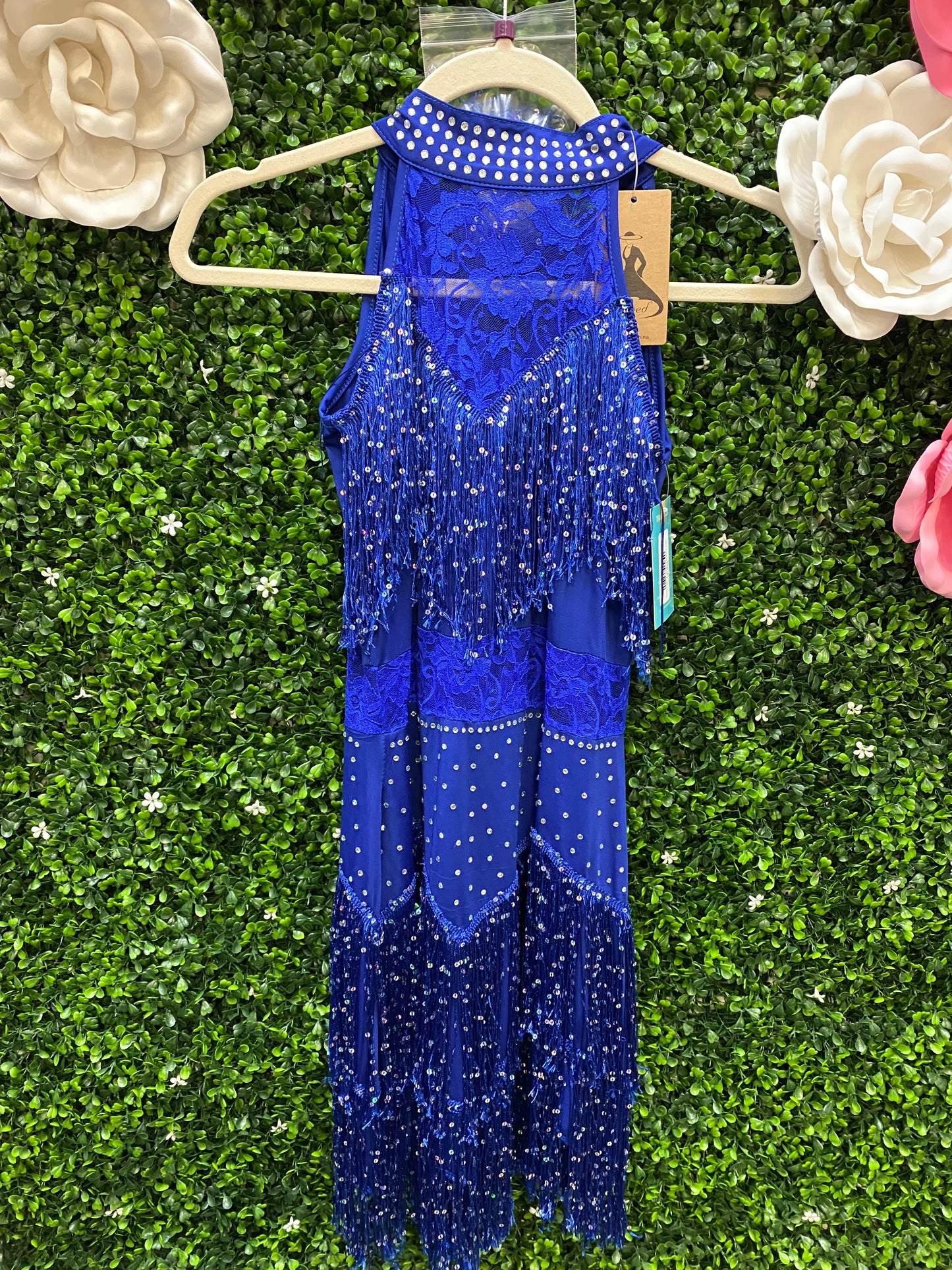 Adult Small Blue Sequin Fringe Costume