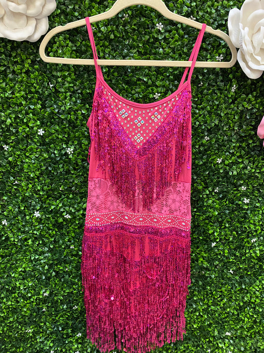Adult Small Pink Fringe Sequin Costume