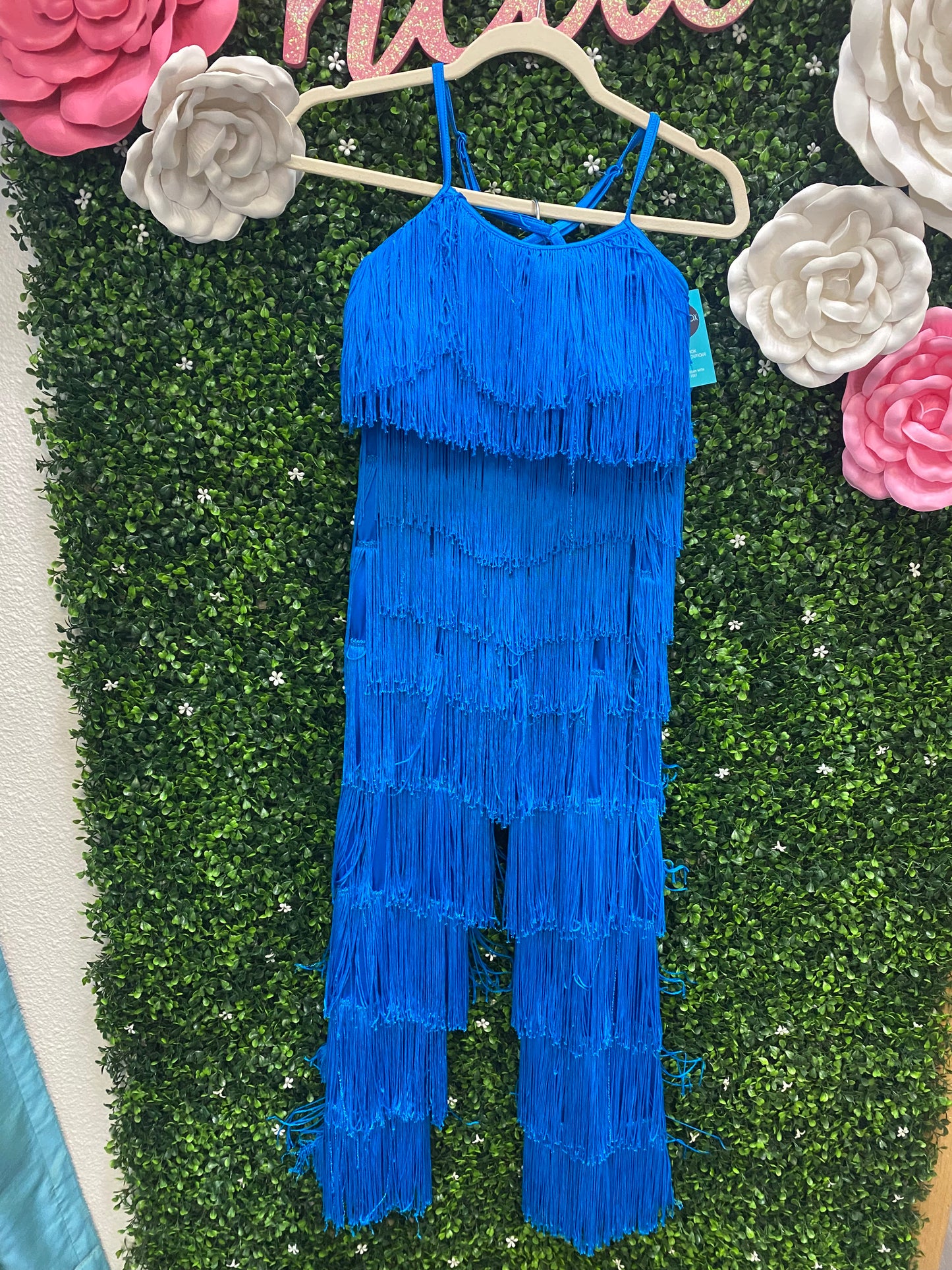 Adult Large 2 Piece Blue Fringe Costume