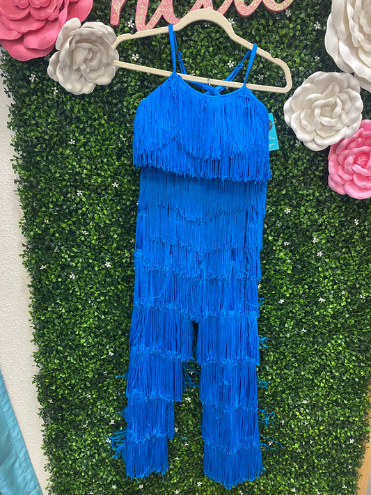 Adult Large 2 Piece Blue Fringe Costume