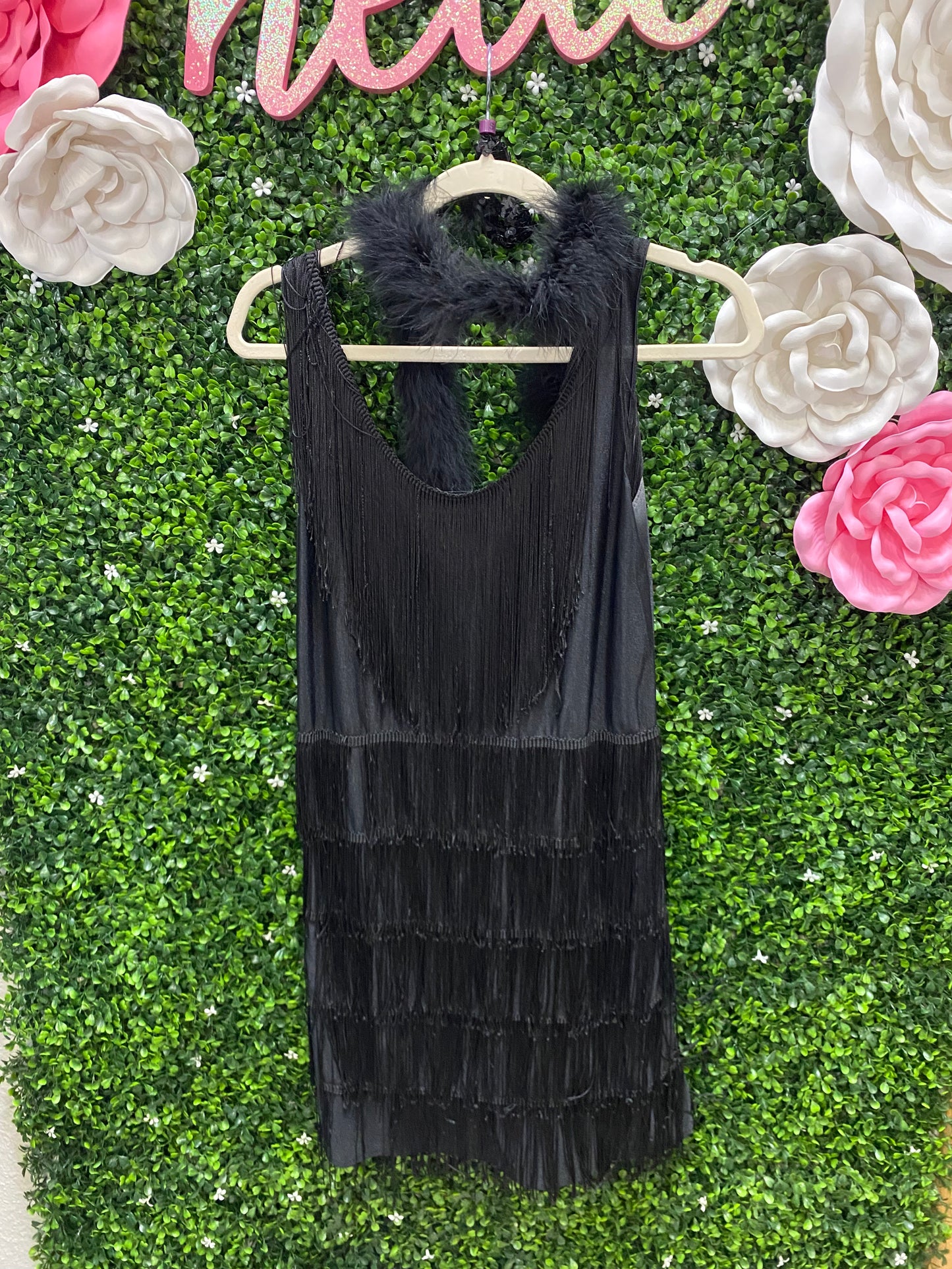 Adult Small Black Fringe Dress