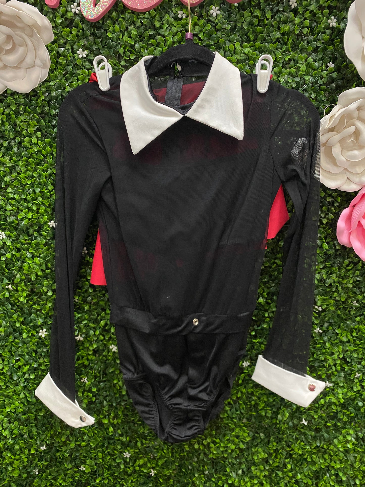 Adult Small Black Leotard with Red Skirt