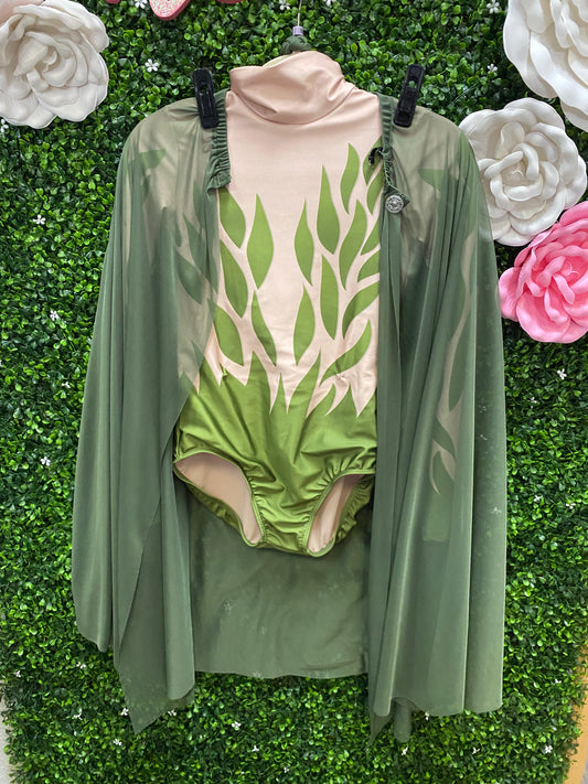 Adult Medium Tan and Green Vine Leotard and Skirt