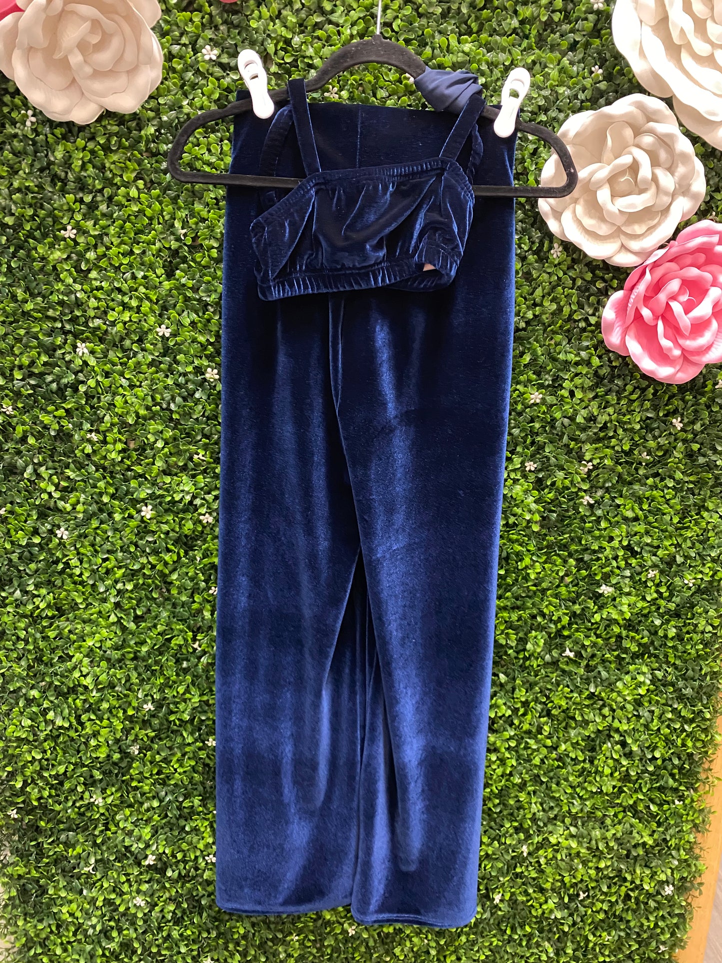 Adult Small 2 Piece Blue Velvet Costume