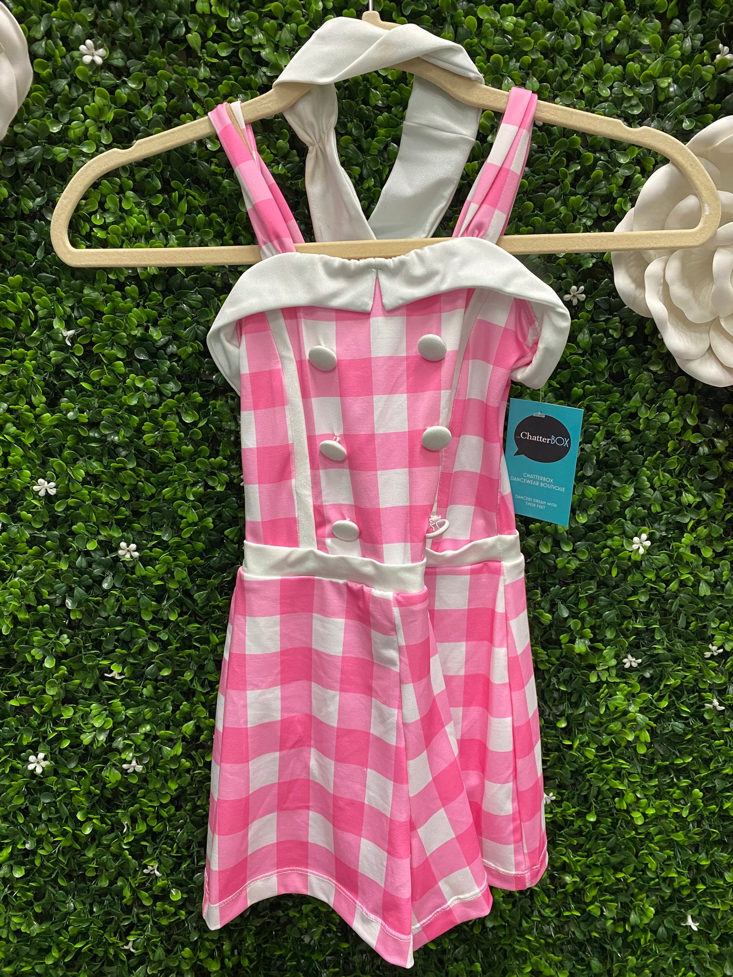 Child Medium Pink White Plaid Jumper Costume