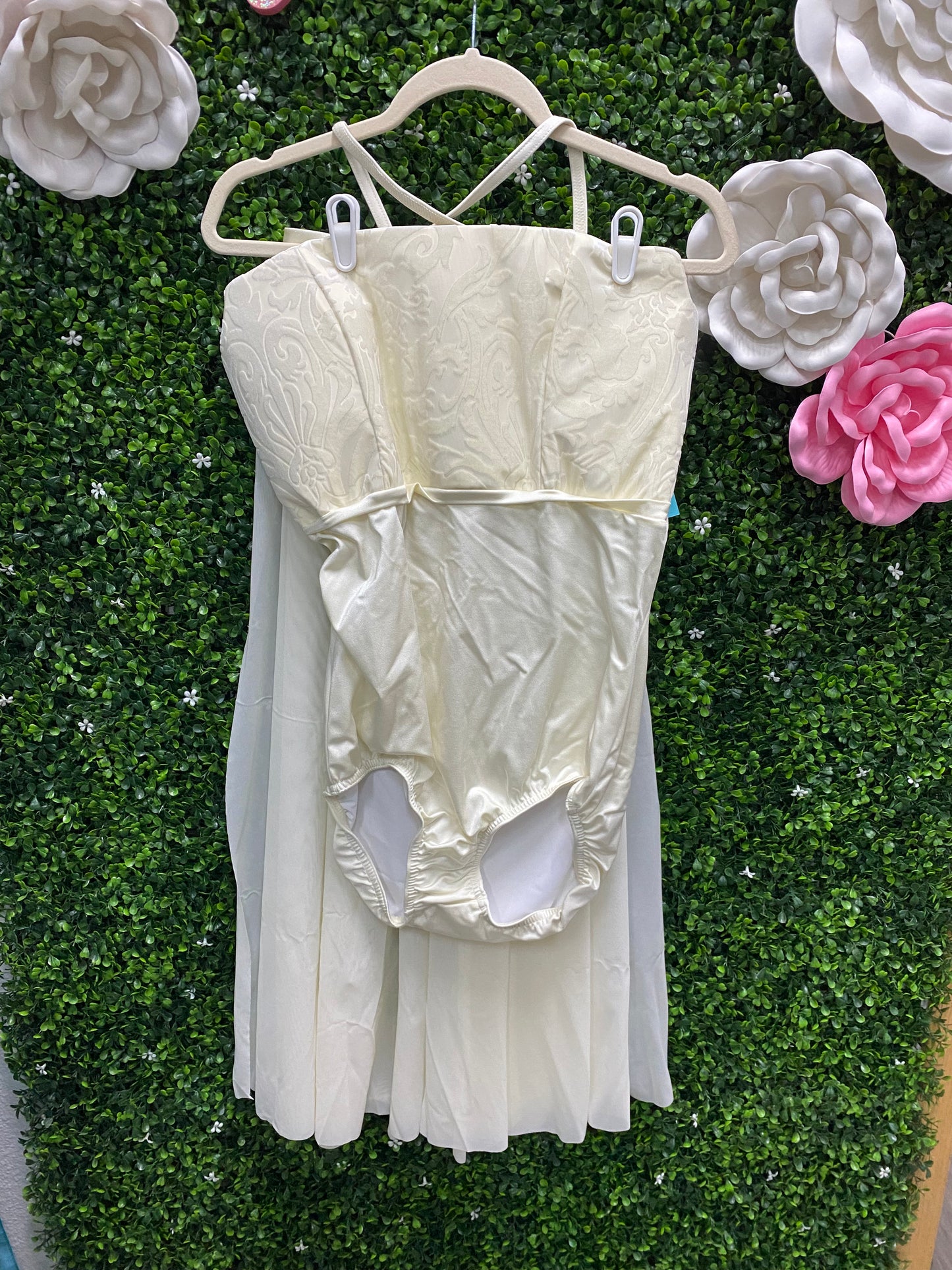 Adult X-Large Cream Leotard with Skirt