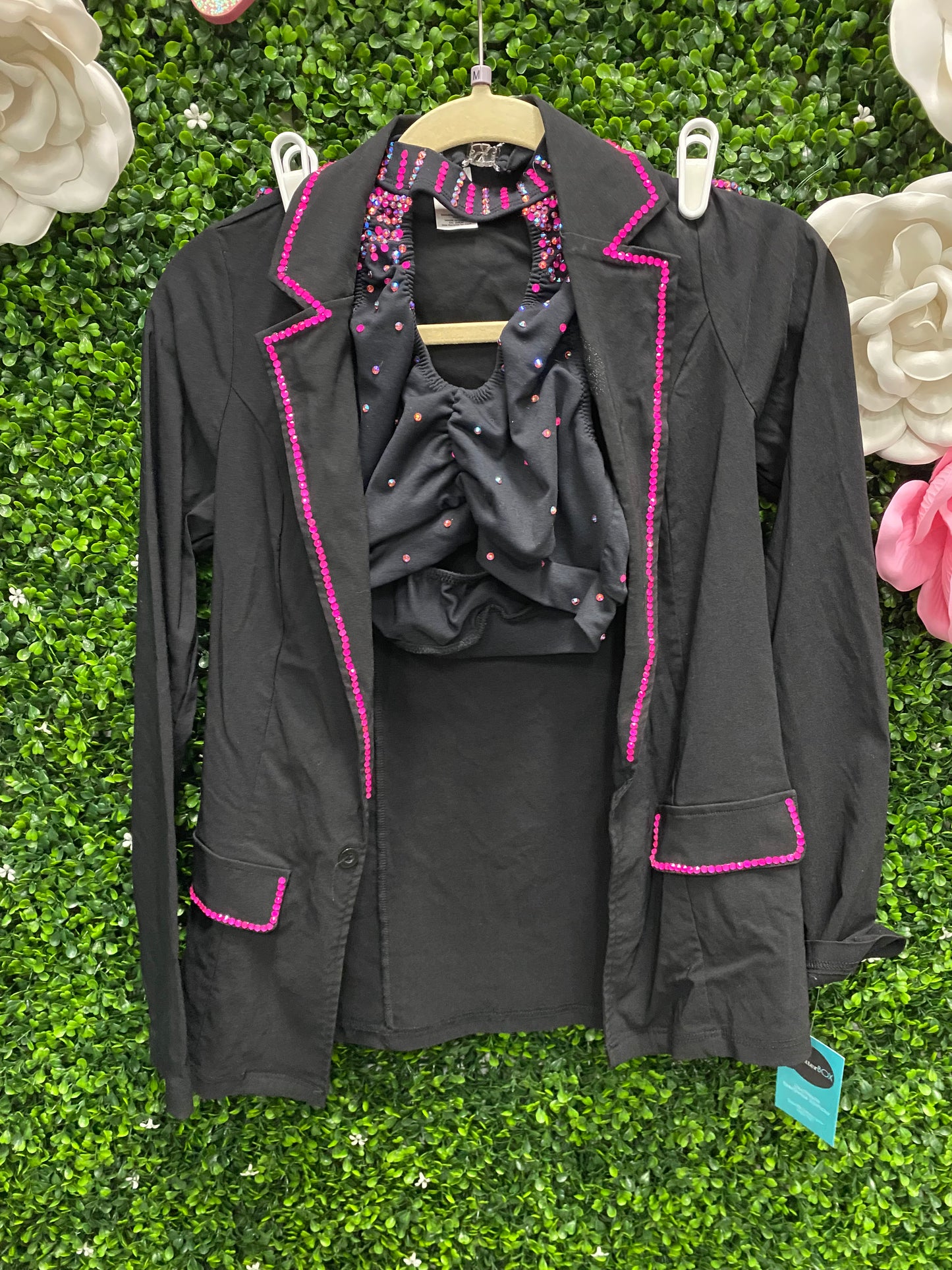 Adult Medium Three Piece Black Pink Stoned Brief Suit Costume