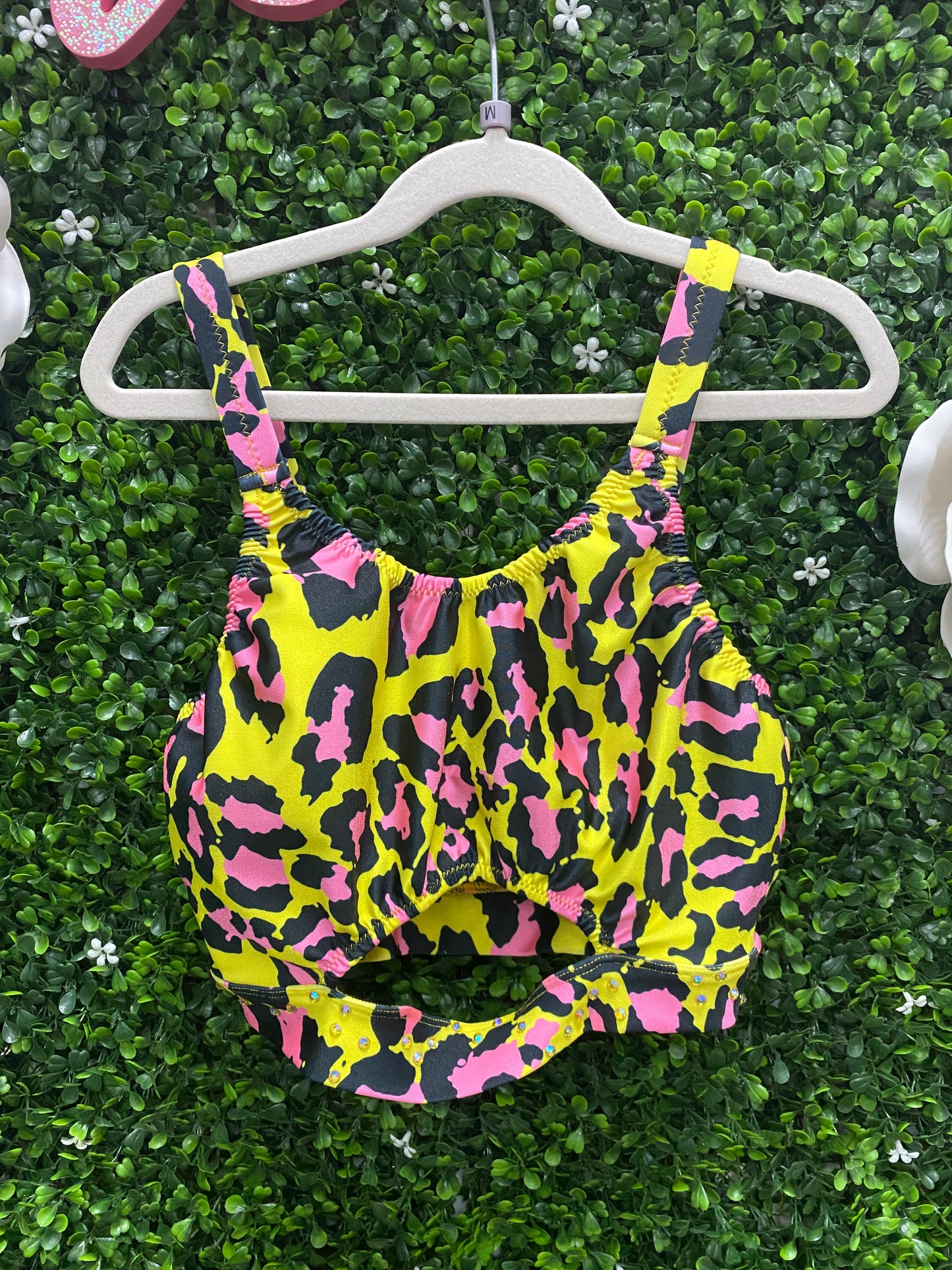 Adult Medium Yellow and Pink Leopard Top