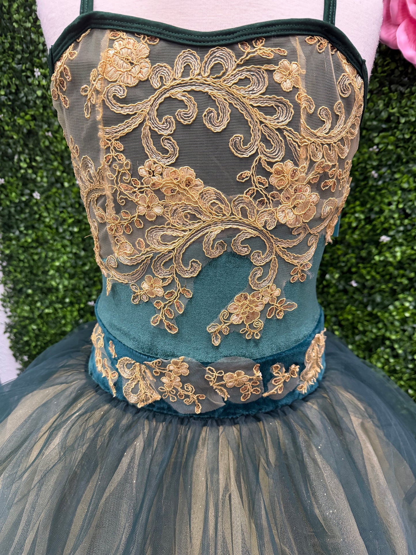 Adult Small Green and Gold Ballet Costume