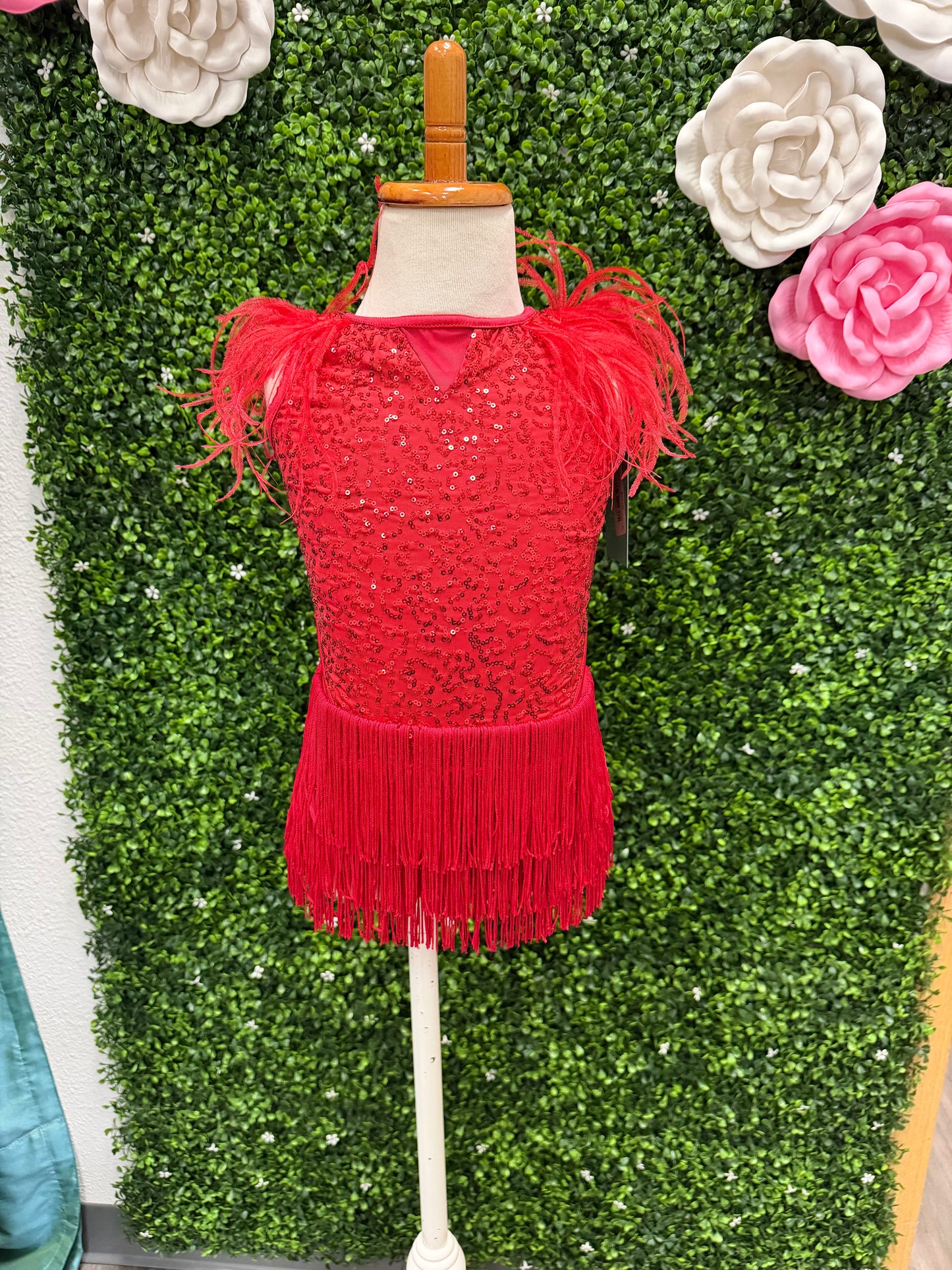 Child Small Red Fringe Feather Costume