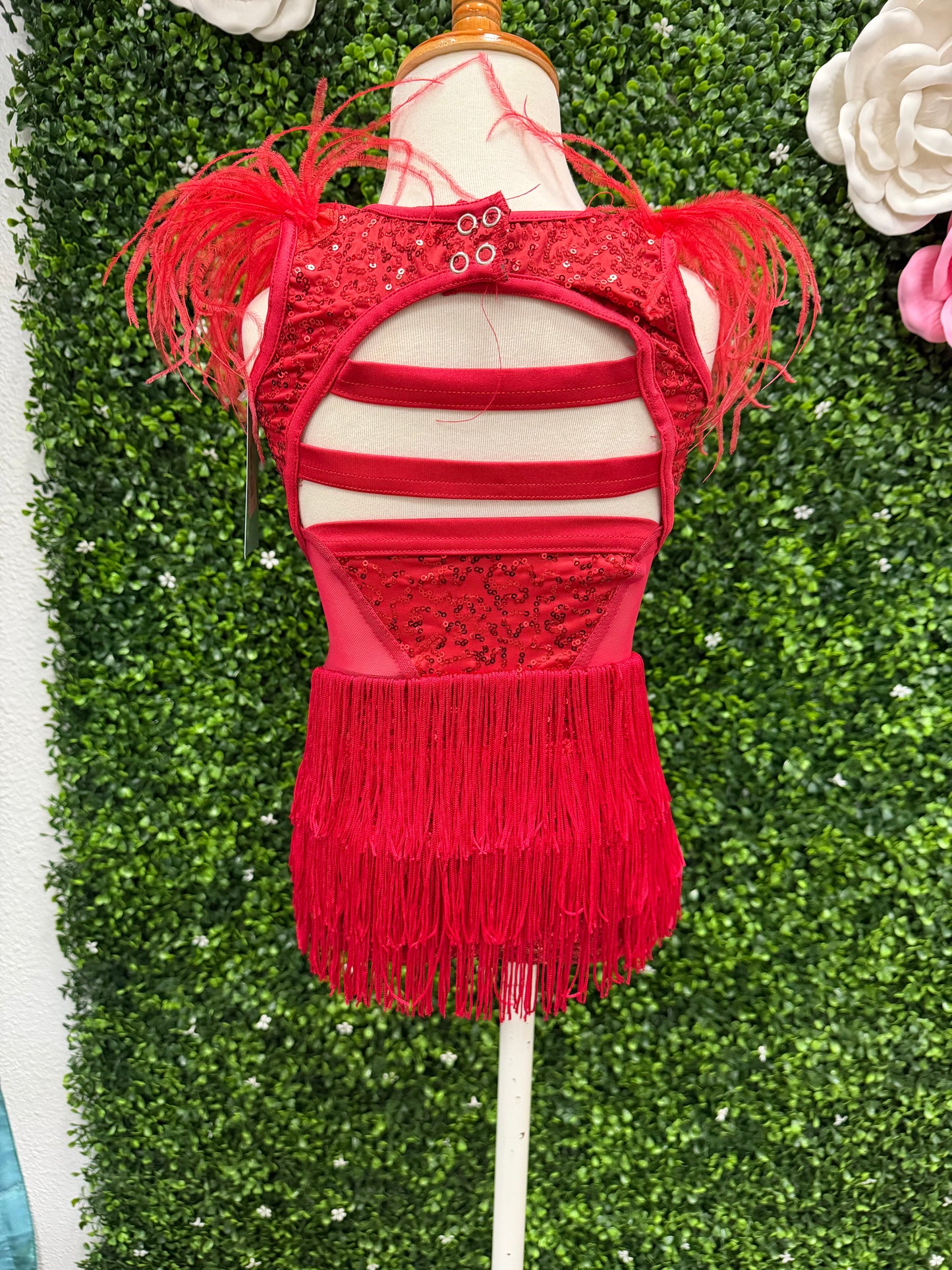 Child Small Red Fringe Feather Costume