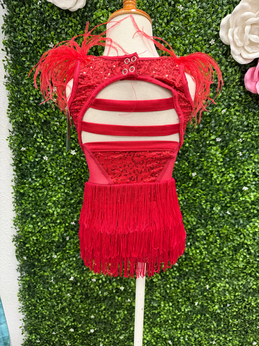 Child Small Red Fringe Feather Costume