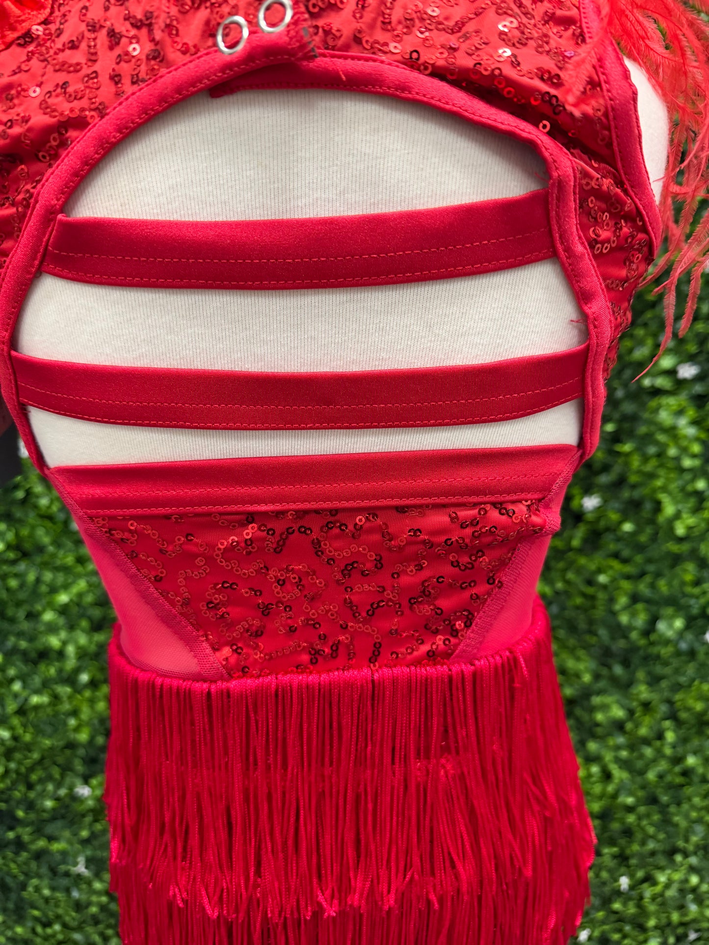 Child Small Red Fringe Feather Costume