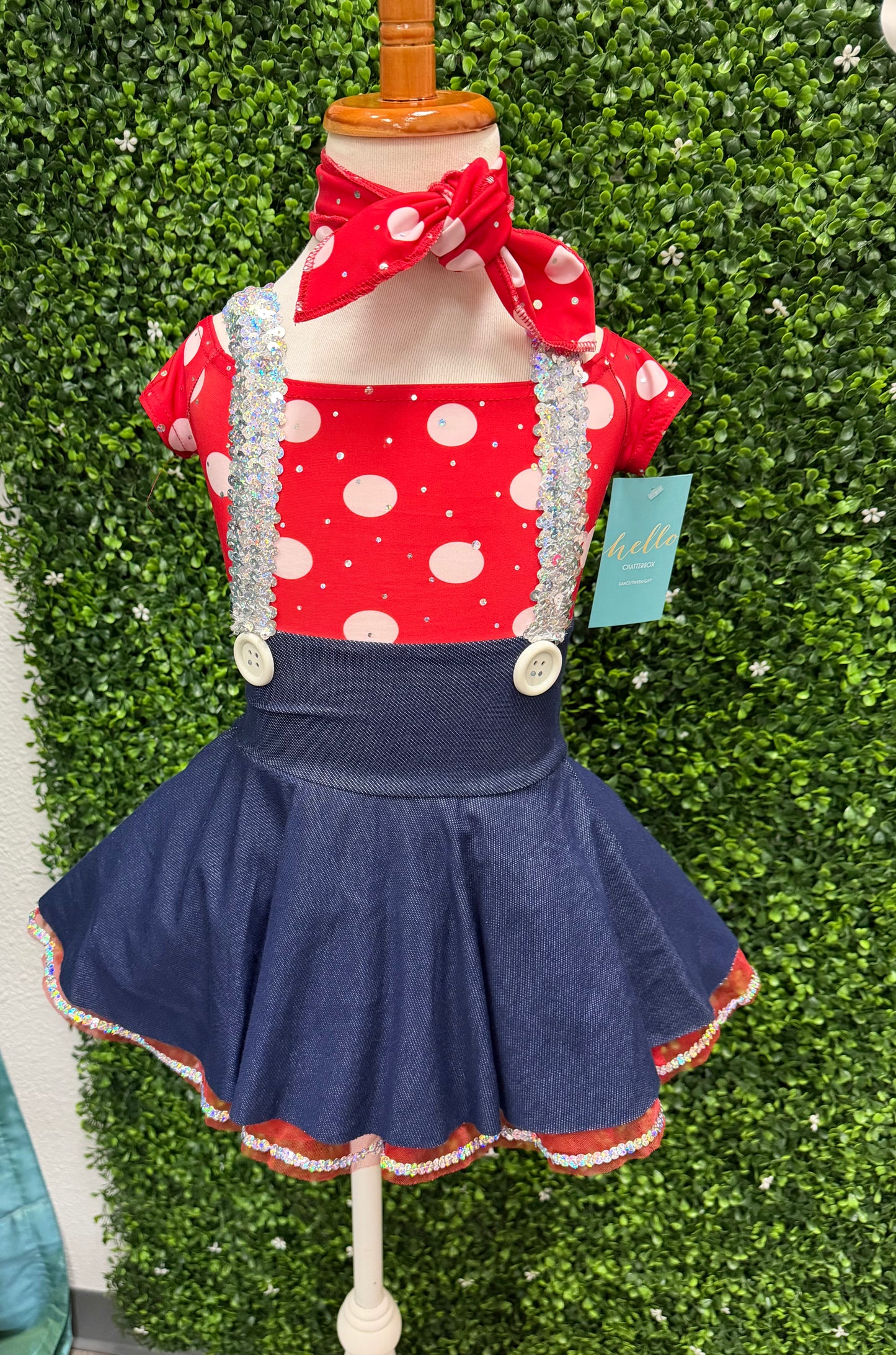 Child X-Small Red Denim Polkadot Costume