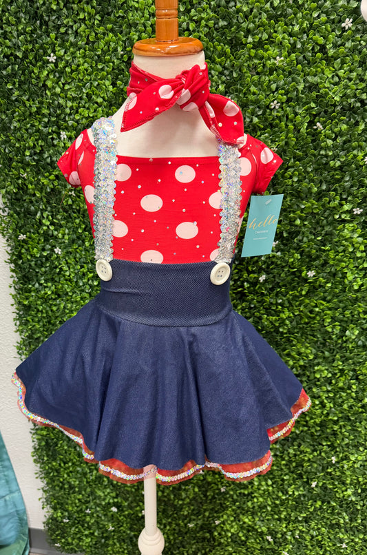 Child X-Small Red Denim Polkadot Costume