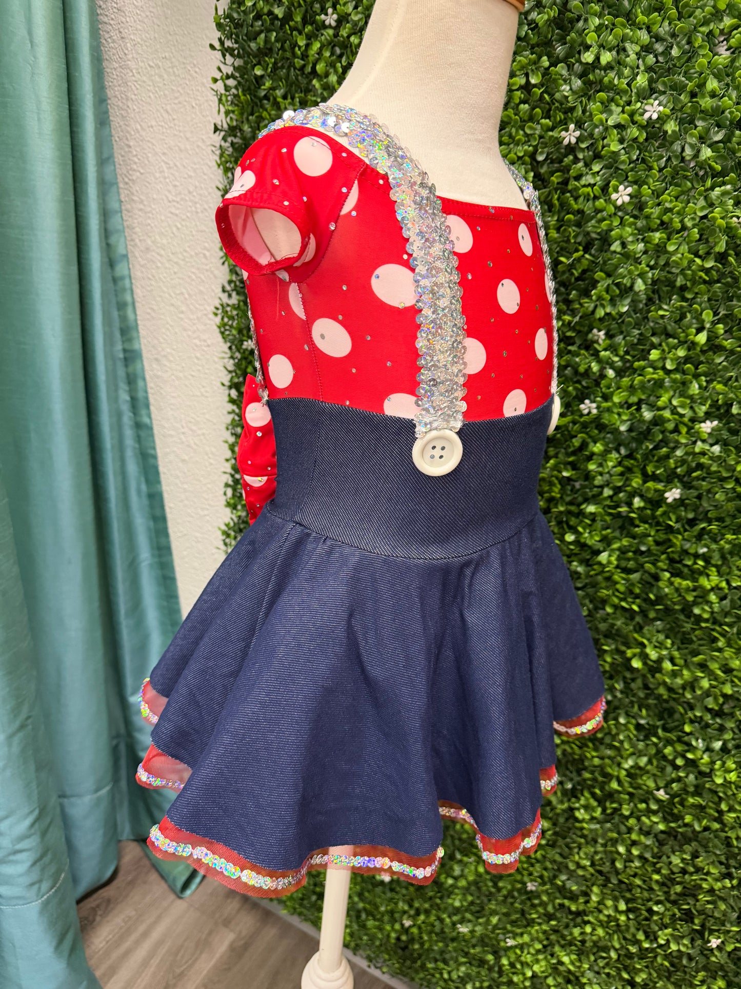 Child X-Small Red Denim Polkadot Costume