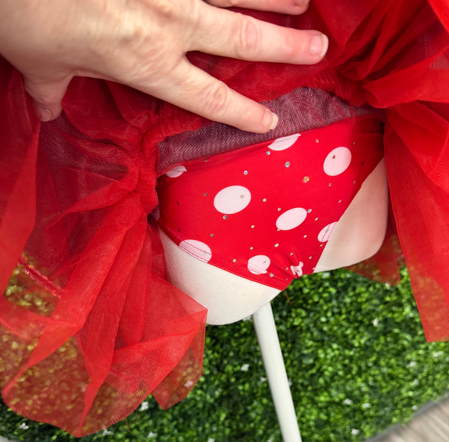 Child X-Small Red Denim Polkadot Costume