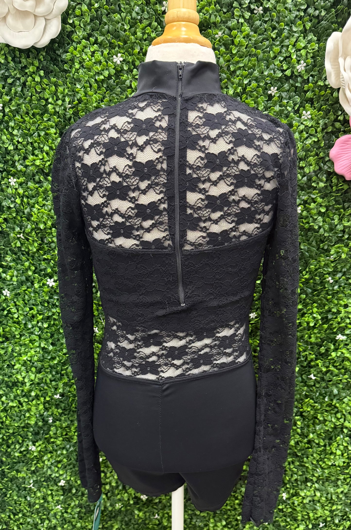Adult Small Black Lace Biketard