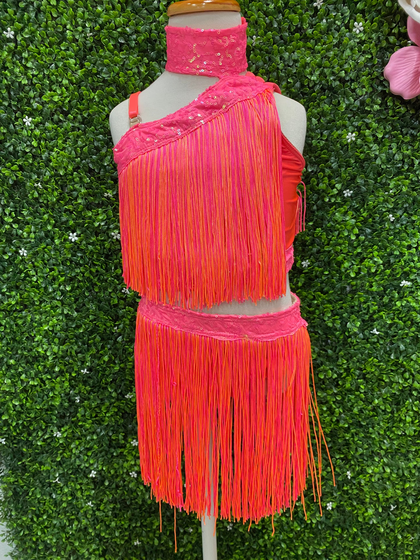 Child Medium Pink and Orange Fringe Costume